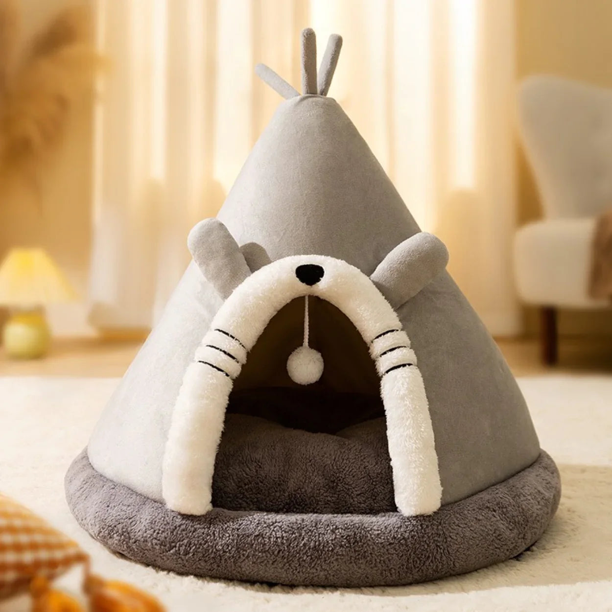 PawHaven | Soft Fleece Cat Tent Bed for Indoor Comfort 2