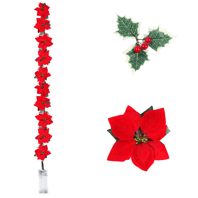 Poinsettia Glow | Christmas Star Flower Garland Lights 0