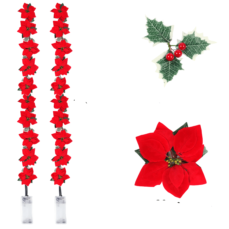 Poinsettia Glow | Christmas Star Flower Garland Lights 7