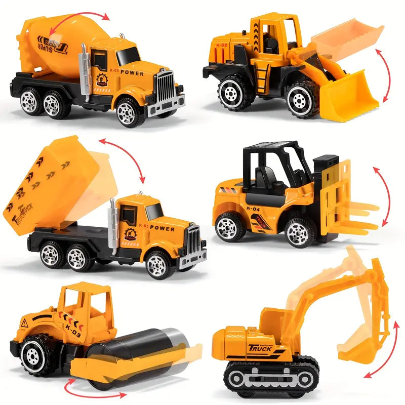 Portable Construction Vehicle Toy Set – Mini Trucks and Machinery with Storage Case for Children 1