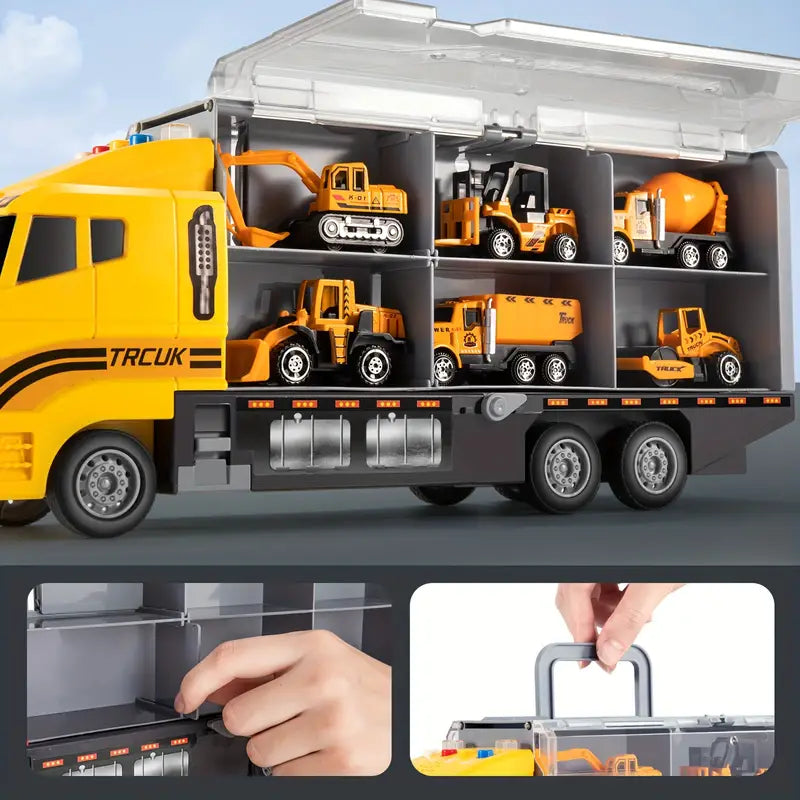 Portable Construction Vehicle Toy Set – Mini Trucks and Machinery with Storage Case for Children 2