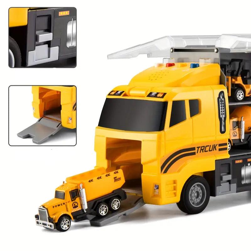 Portable Construction Vehicle Toy Set – Mini Trucks and Machinery with Storage Case for Children 3