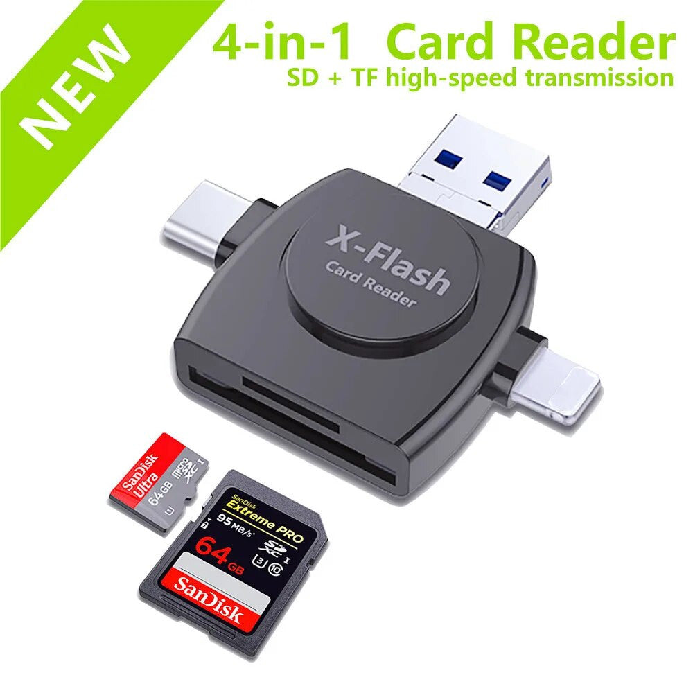 Portify | 4-in-1 USB Card Reader for Seamless Data Sharing & Backup 0