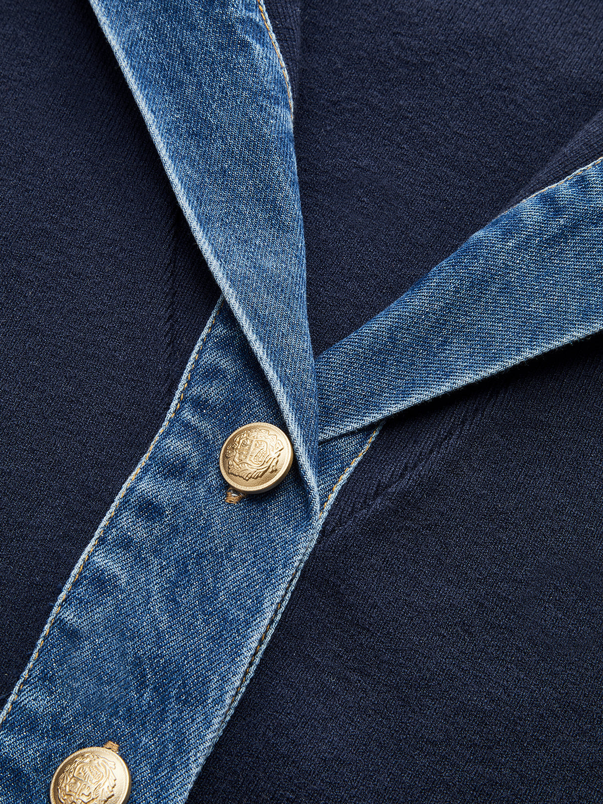 Racy | Sailor Collar Denim Trim Knit Outerwear 2