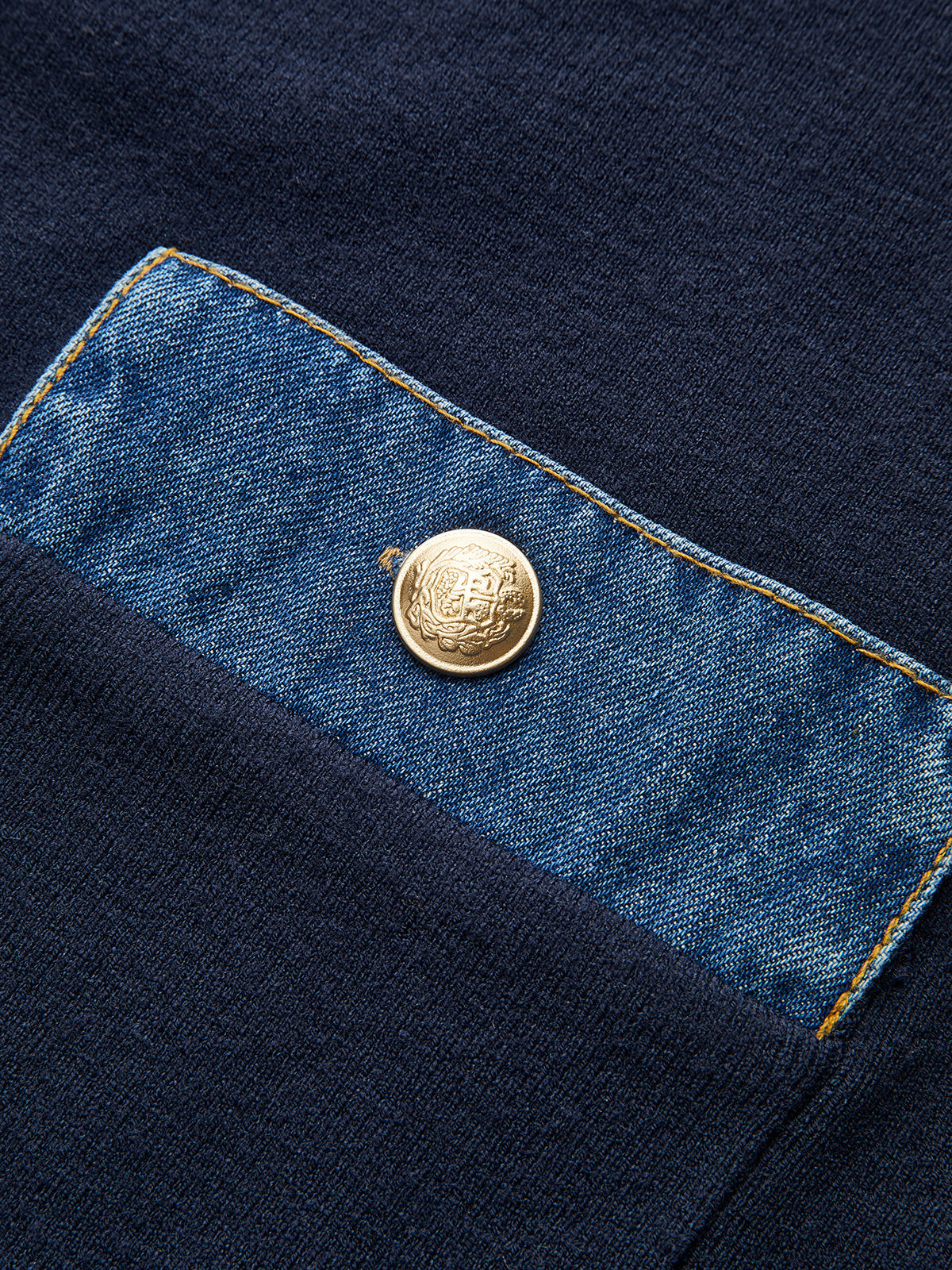 Racy | Sailor Collar Denim Trim Knit Outerwear 3
