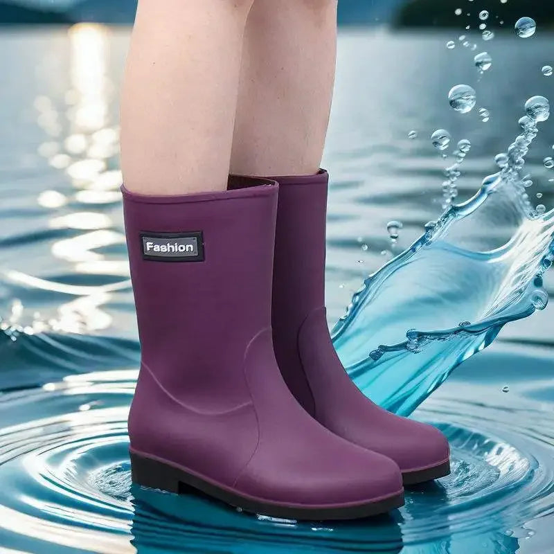 RainDrop| Stylish Waterproof PVC Mid-Calf Rain Boots for Women 1