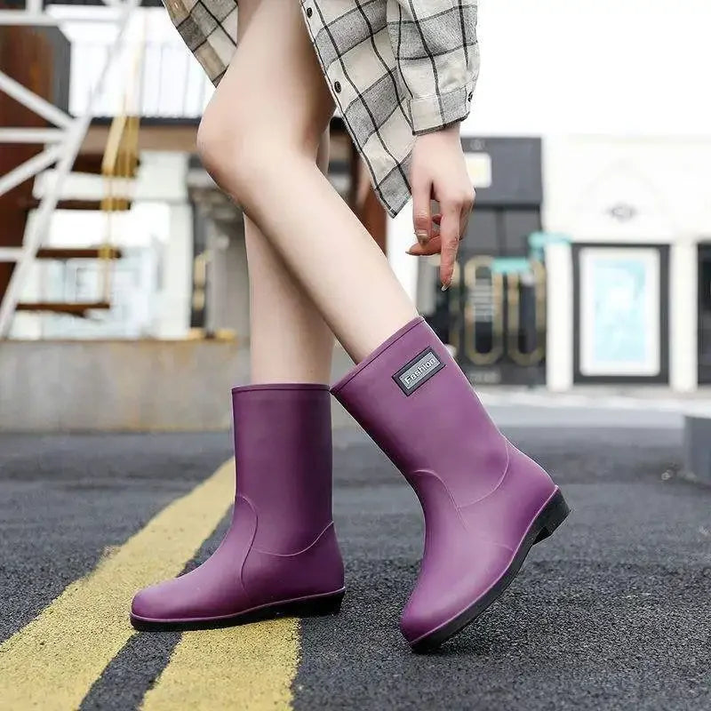 RainDrop| Stylish Waterproof PVC Mid-Calf Rain Boots for Women 2