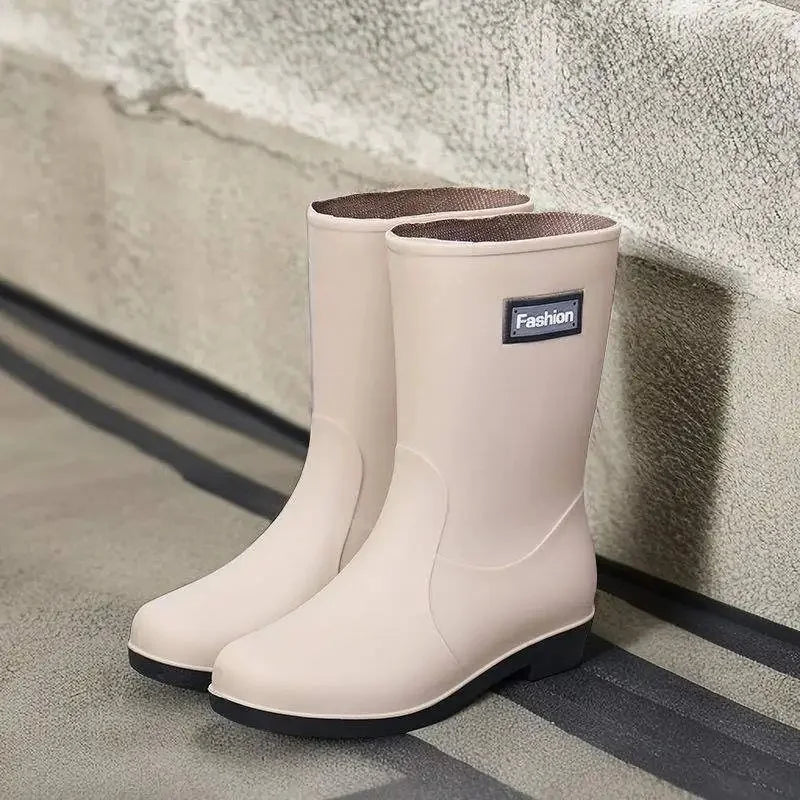 RainDrop| Stylish Waterproof PVC Mid-Calf Rain Boots for Women 3
