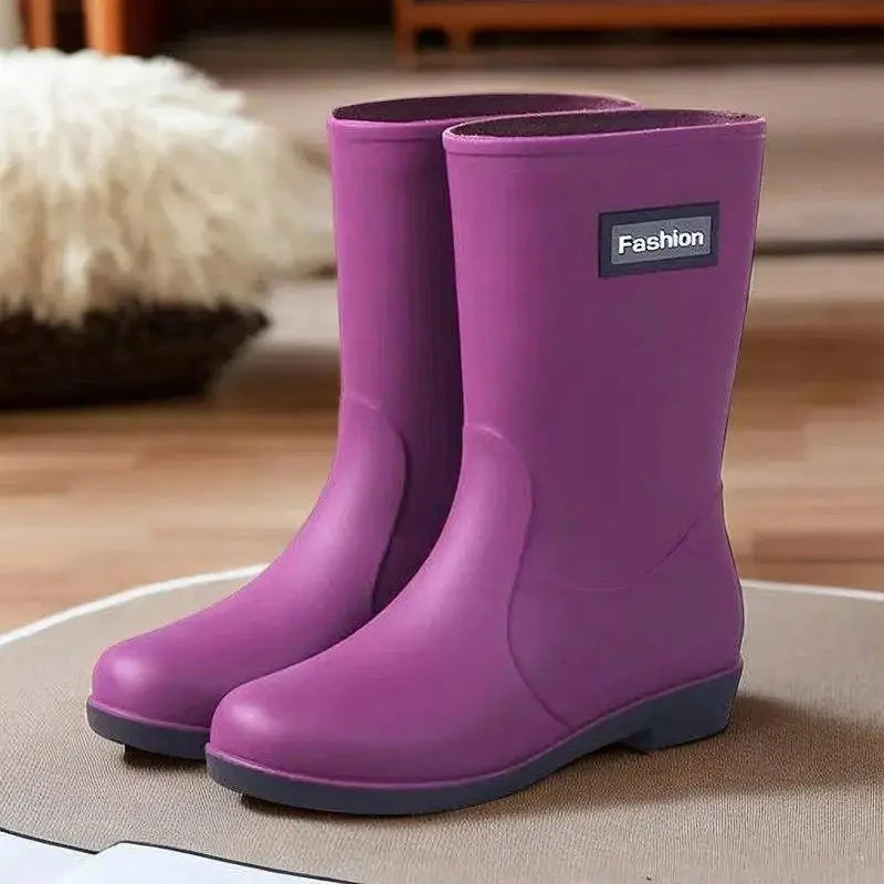 RainDrop| Stylish Waterproof PVC Mid-Calf Rain Boots for Women 4