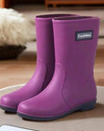 RainDrop| Stylish Waterproof PVC Mid-Calf Rain Boots for Women 4