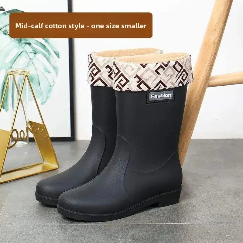 RainDrop| Stylish Waterproof PVC Mid-Calf Rain Boots for Women 5
