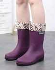 RainDrop| Stylish Waterproof PVC Mid-Calf Rain Boots for Women 7