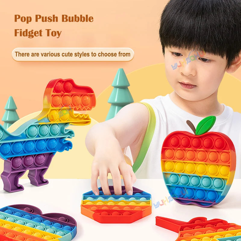 Rainbow Pop Fidget Toy – Silicone Sensory Toy for Stress Relief, Focus, and Play for Kids and Adults 1