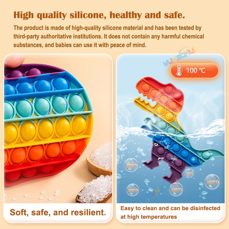 Rainbow Pop Fidget Toy – Silicone Sensory Toy for Stress Relief, Focus, and Play for Kids and Adults 4