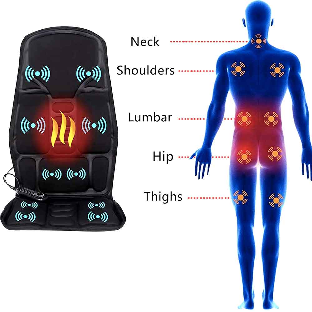 RelaxMate | Heated Massage Cushion Pad for Back & Neck Support at Home or Car 1