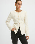 Romina | Tweed Round Neck Waist-Cinching Blazer 2