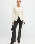 Romina | Tweed Round Neck Waist-Cinching Blazer 3