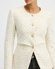 Romina | Tweed Round Neck Waist-Cinching Blazer 4