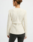 Romina | Tweed Round Neck Waist-Cinching Blazer 5