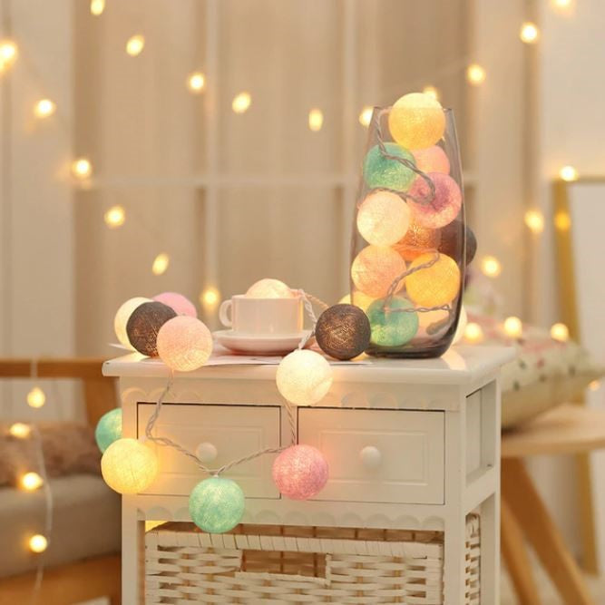 Royallure | Charming Colorful Cotton Ball Garland Lights for Cozy Decor 1