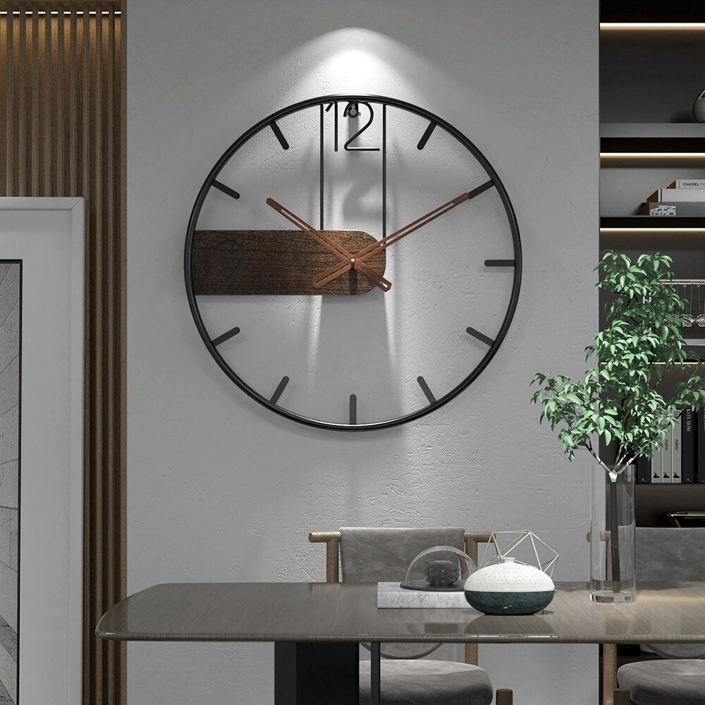 RusticTick - Steel and Walnut Wall Clock 0