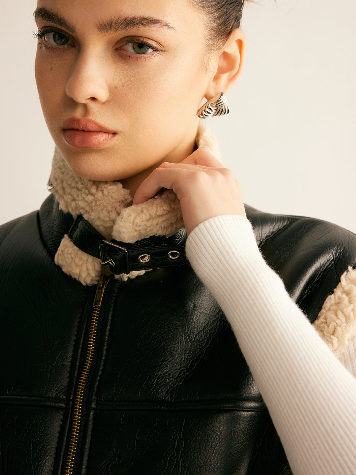 Rylie | Teddy Lined PU Leather Vest 1