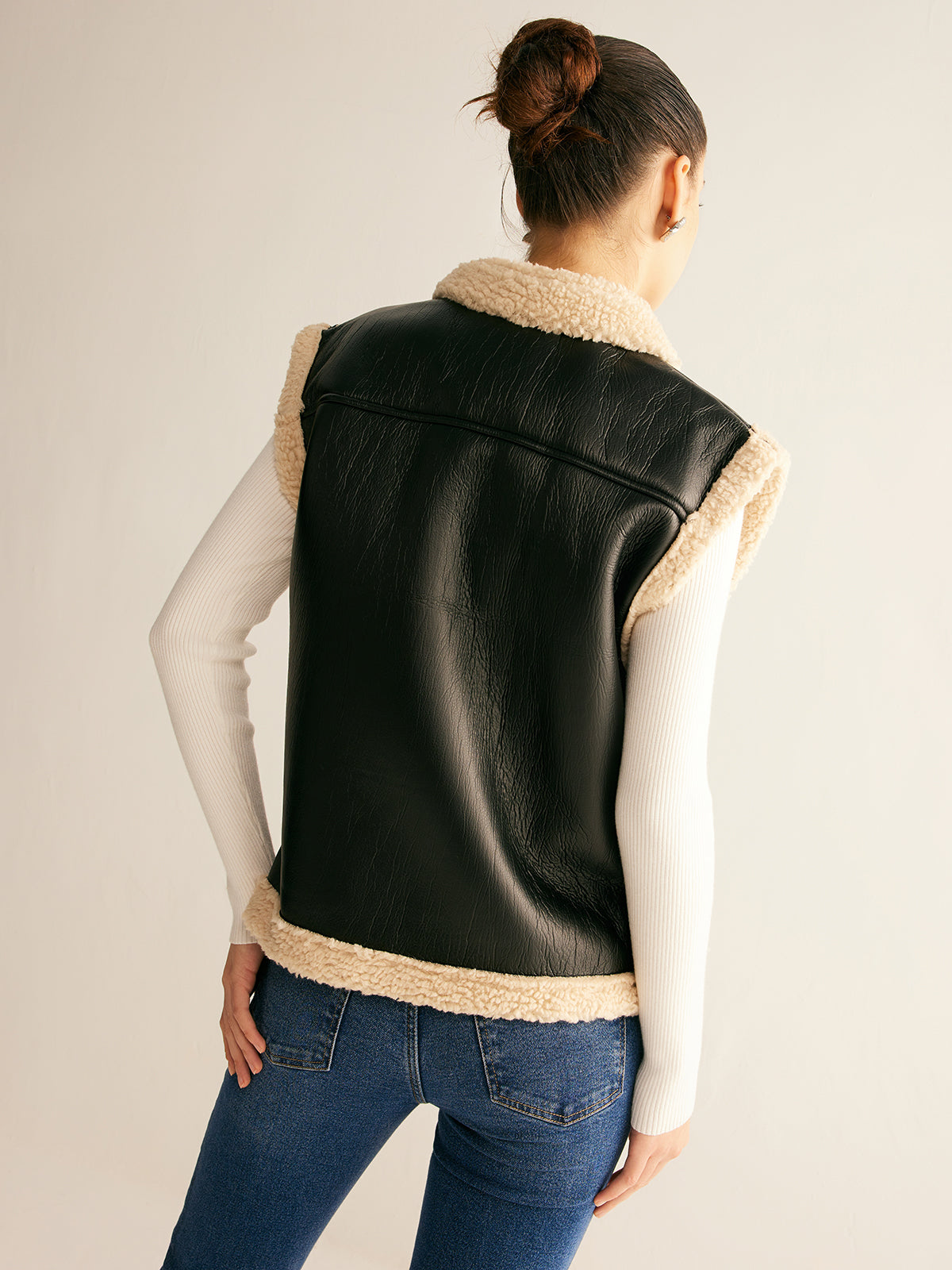 Rylie | Teddy Lined PU Leather Vest 5