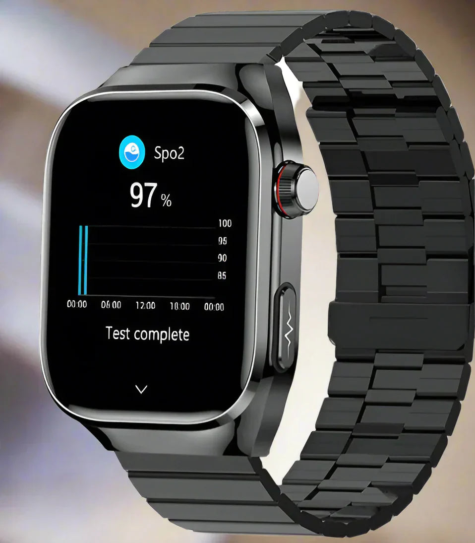 Advanced Health Smartwatch – ECG, Blood Sugar &amp; Uric Acid Tracking | 2.04” AMOLED Display | Waterproof Fitness Monitor