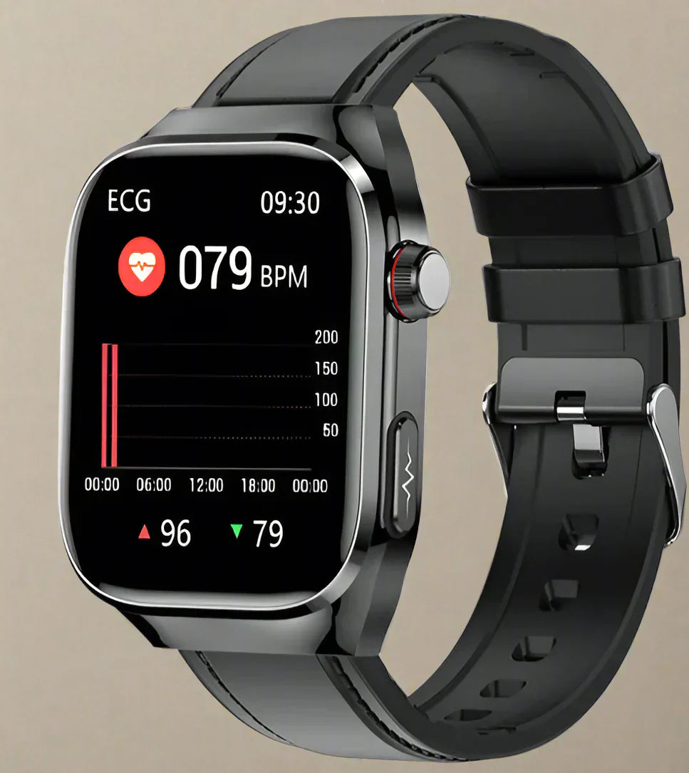 Advanced Health Smartwatch – ECG, Blood Sugar &amp; Uric Acid Tracking | 2.04” AMOLED Display | Waterproof Fitness Monitor