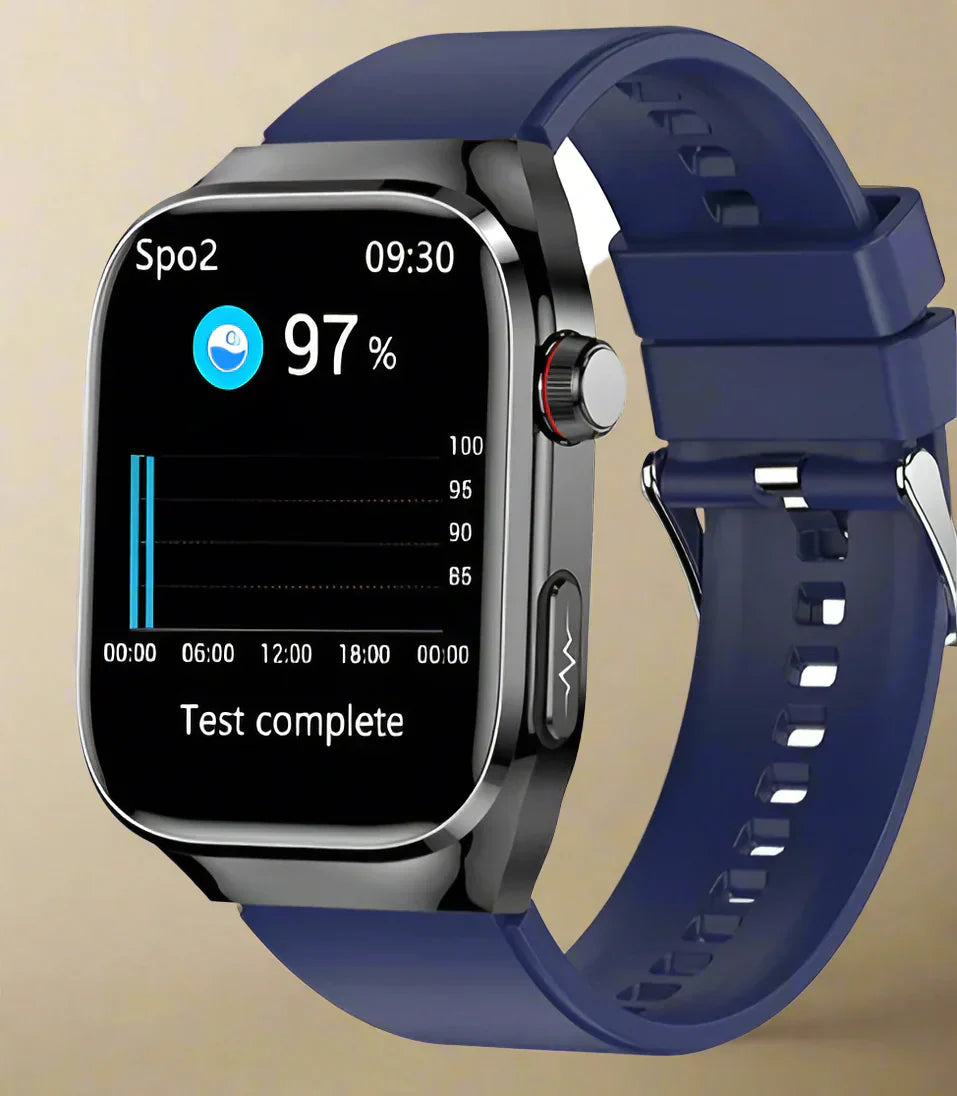Reloj inteligente de salud con ECG y monitoreo de azúcar en sangre – pantalla AMOLED de 2.04 pulgadas y diseño impermeable