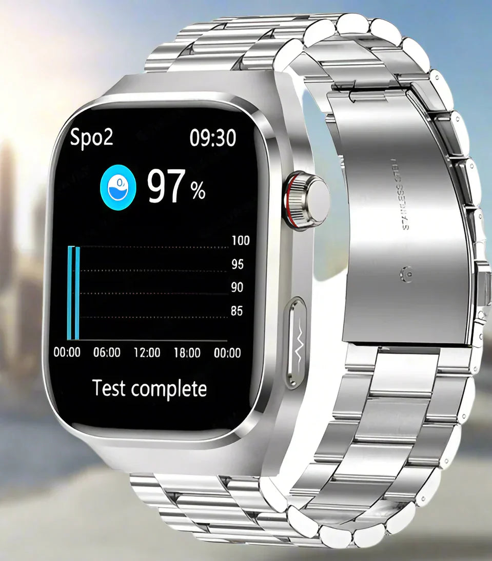 Advanced Health Smartwatch – ECG, Blood Sugar &amp; Uric Acid Tracking | 2.04” AMOLED Display | Waterproof Fitness Monitor