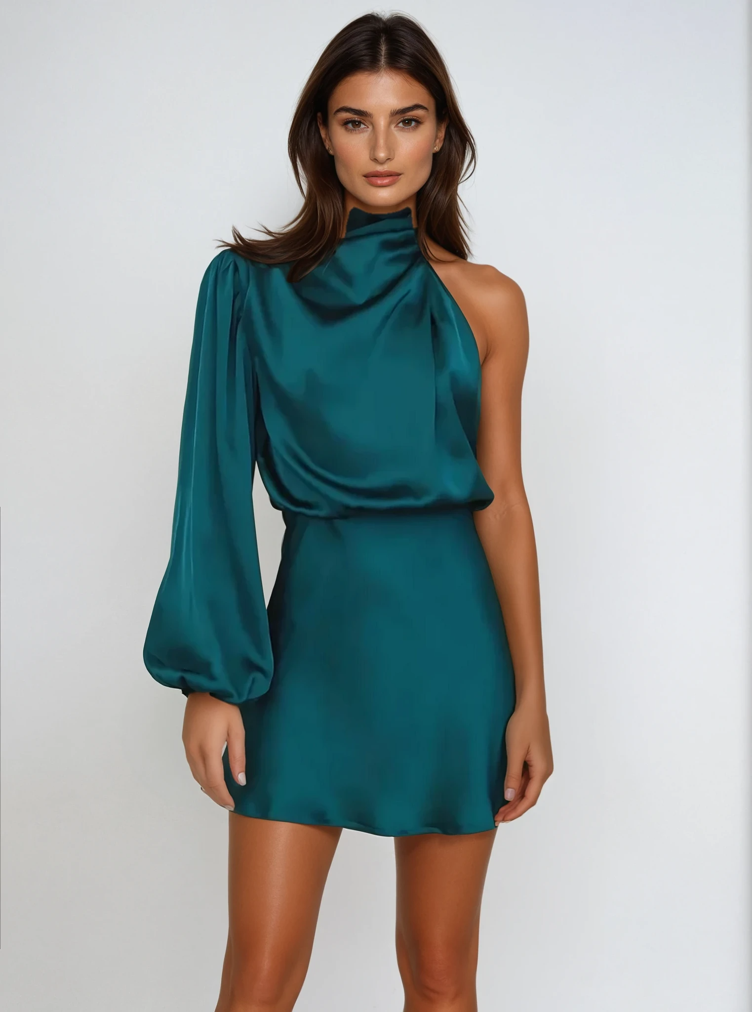 SatinGrace | Elegant One-Shoulder Evening Gown 0