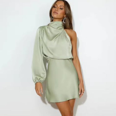 SatinGrace | Elegant One-Shoulder Evening Gown 5