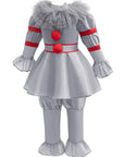Scary Long Sleeve Halloween Clown Costume Set | Jumpsuit Gloves 1