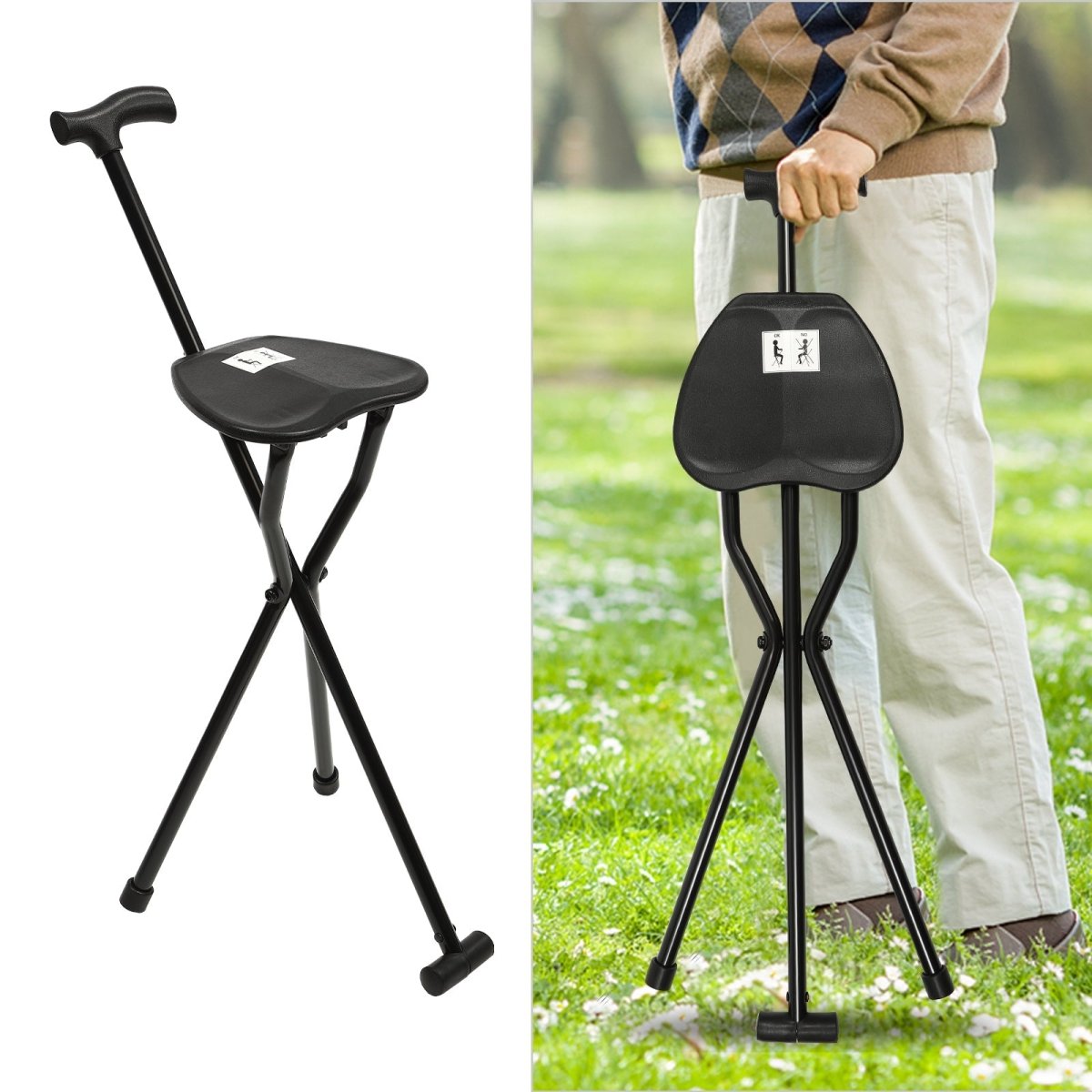 SeatWalk | Folding Walking Stick with Built-In Seat for Comfort and Portability 3