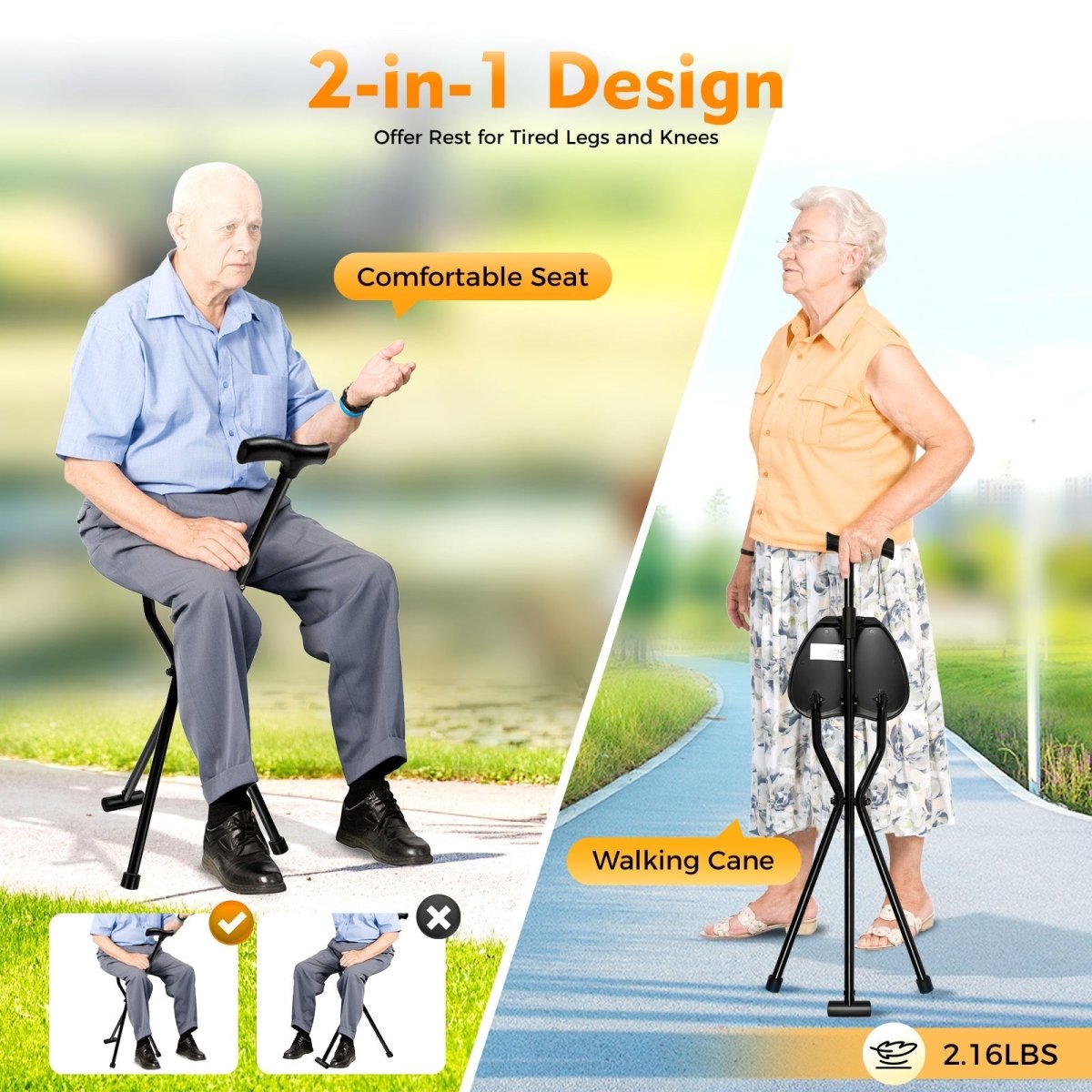 SeatWalk | Folding Walking Stick with Built-In Seat for Comfort and Portability 5