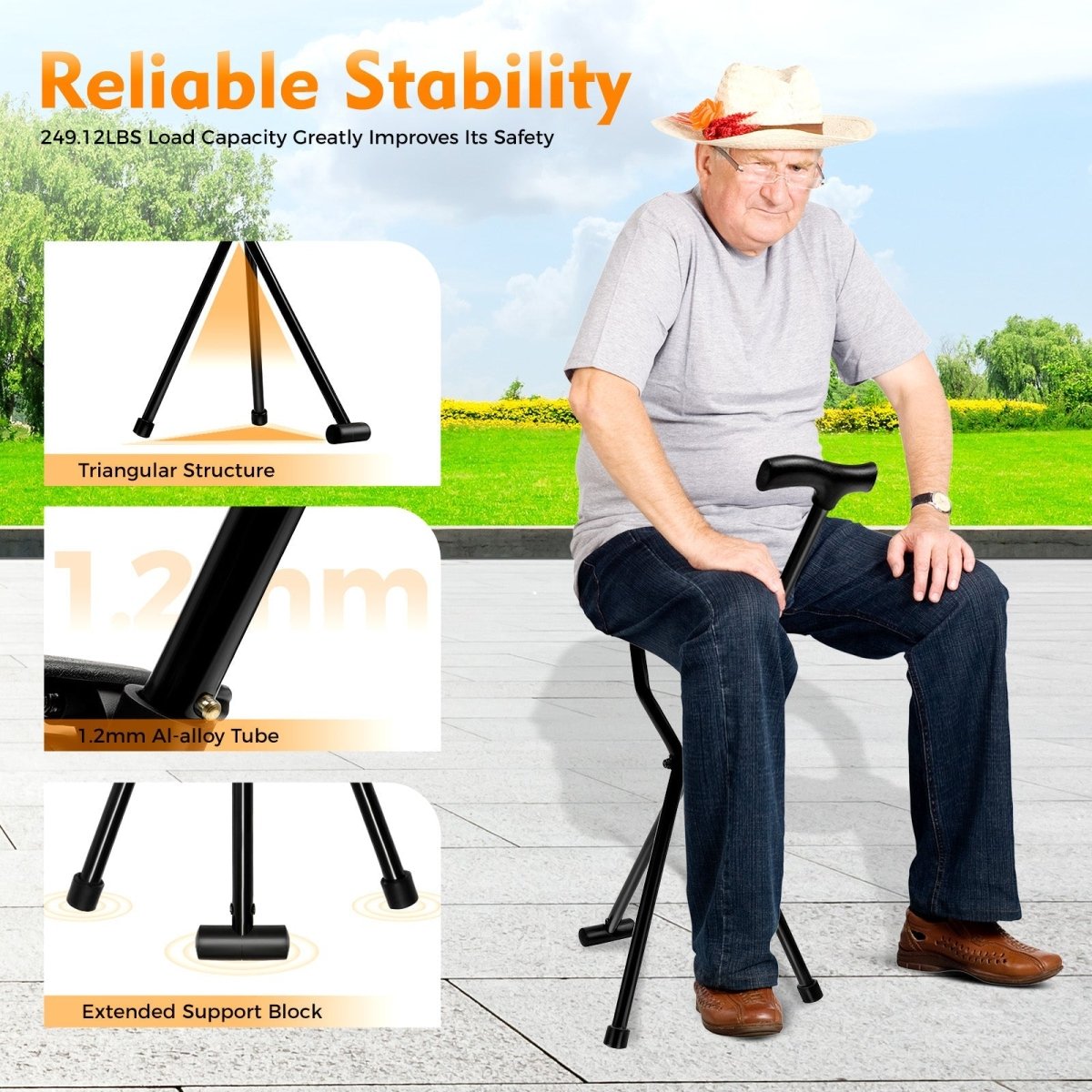 SeatWalk | Folding Walking Stick with Built-In Seat for Comfort and Portability 6