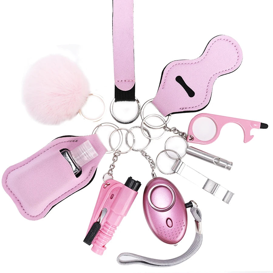 Self Defense Keychain Set with Personal Alarm and Window Breaker for Women's Safety 1