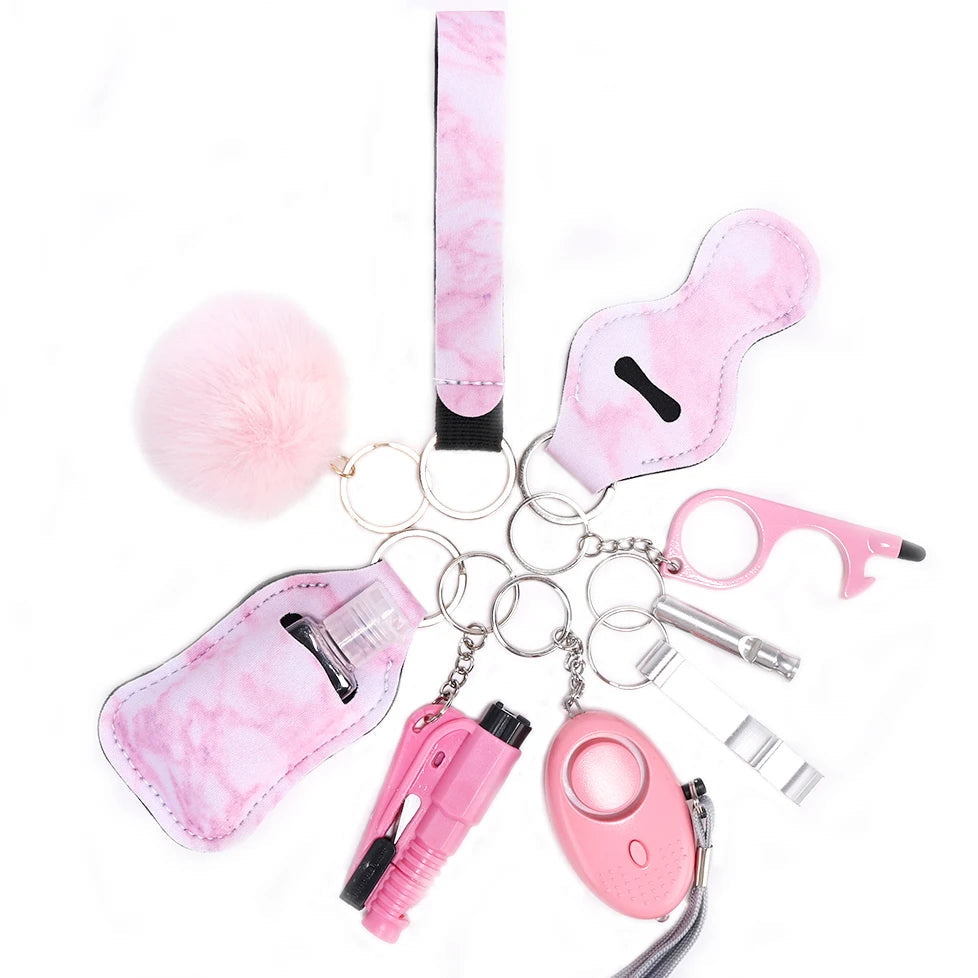 Self Defense Keychain Set with Personal Alarm and Window Breaker for Women&#39;s Safety 6