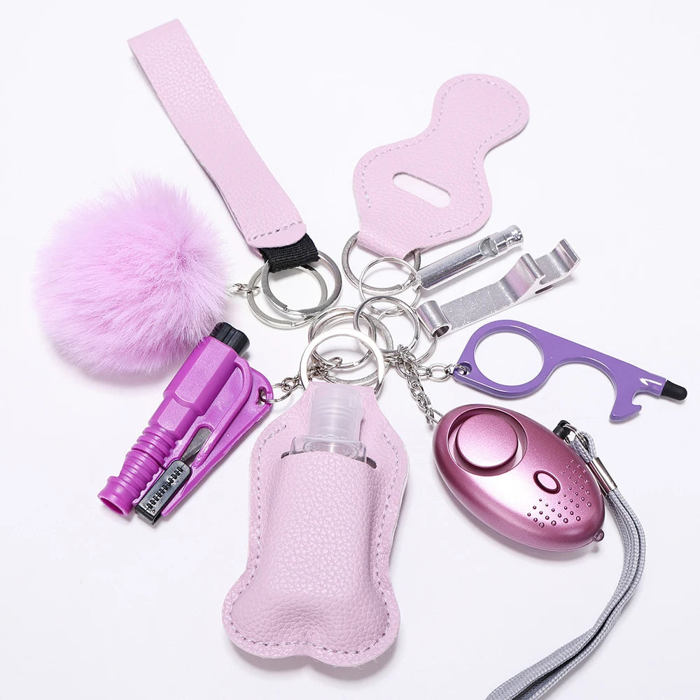 Self Defense Keychain Set with Personal Alarm and Window Breaker for Women&#39;s Safety 7