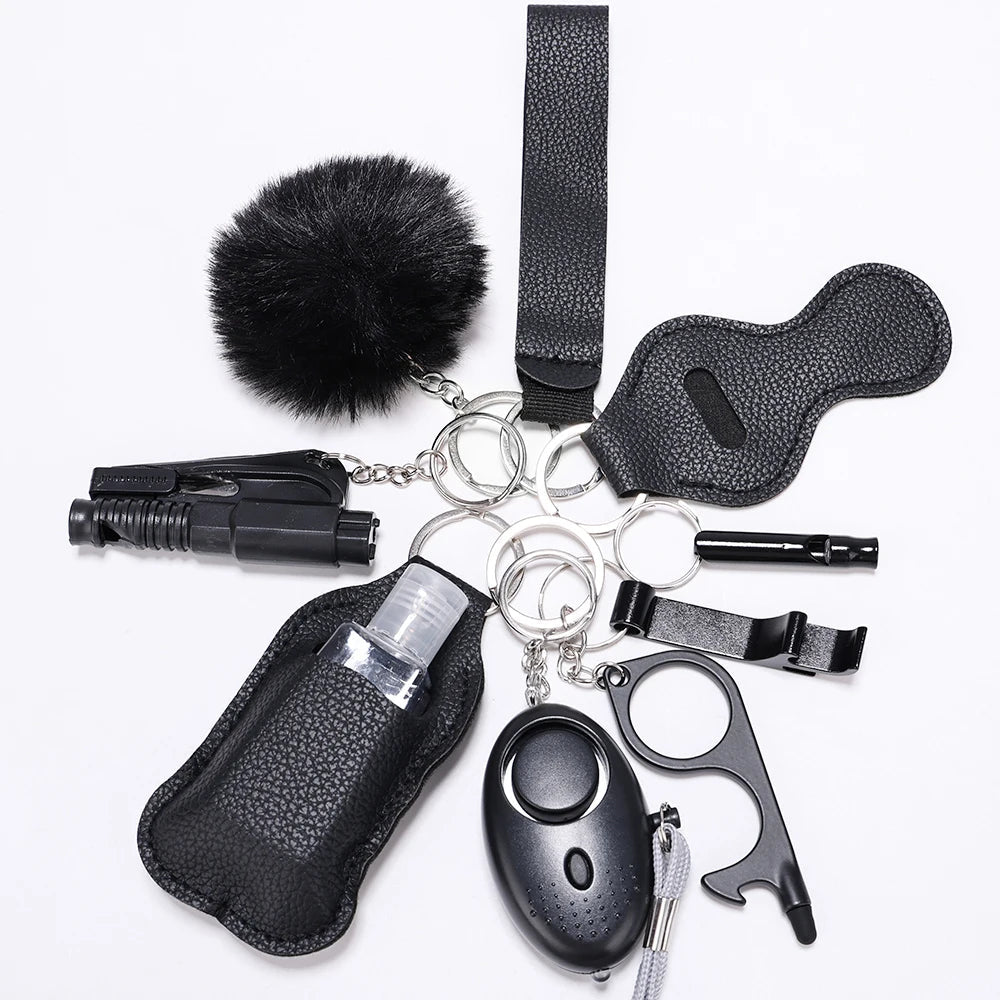 Self Defense Keychain Set with Personal Alarm and Window Breaker for Women&#39;s Safety 9