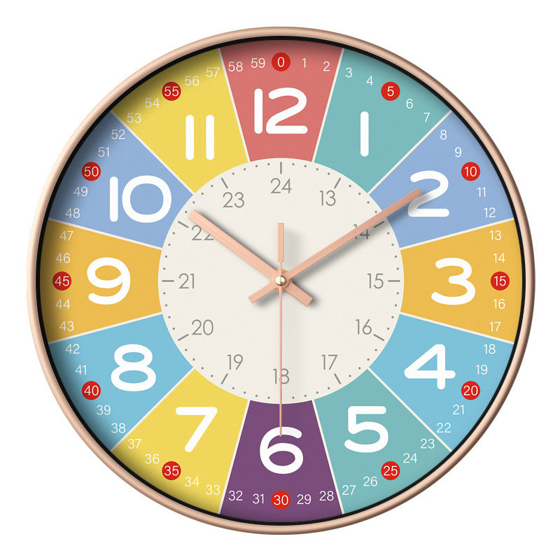 Silent Kids' Wall Clock – 12-Inch Colorful Design for Nurseries and Playrooms with Silent Movement and Easy Installation 0