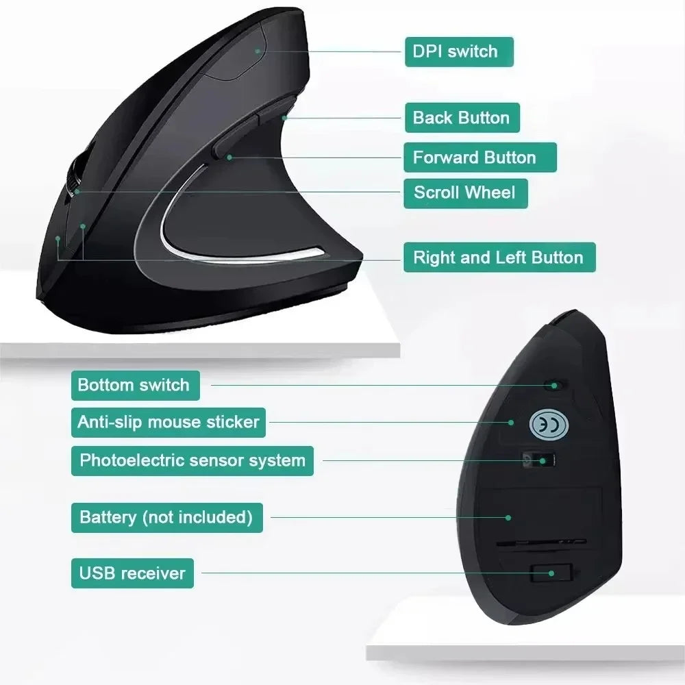 Silentix | Comfortable Ergonomic Wireless Vertical Mouse with Adjustable DPI 2