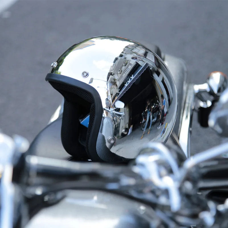 Silver Retro Motorcycle Helmet DOT ECE Certified Ergonomic Design 2