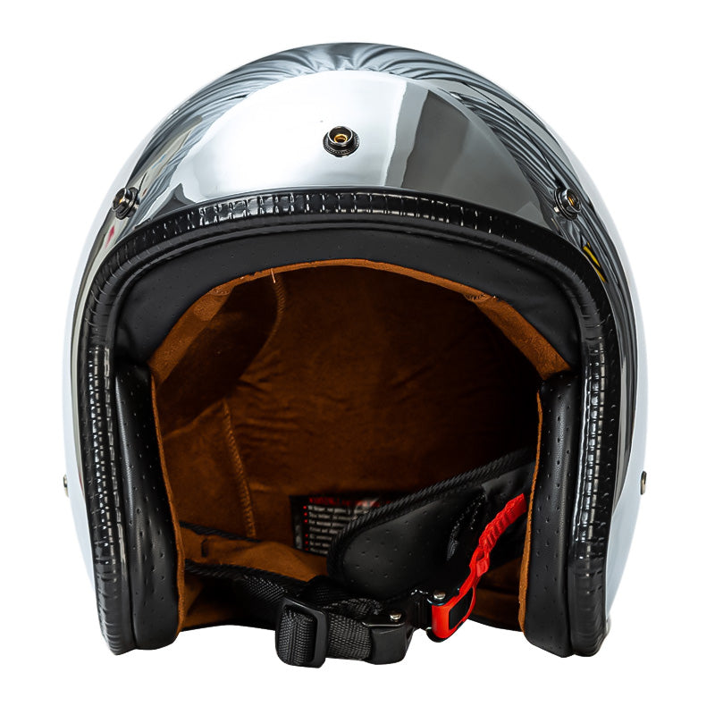 Silver Retro Motorcycle Helmet DOT ECE Certified Ergonomic Design 3