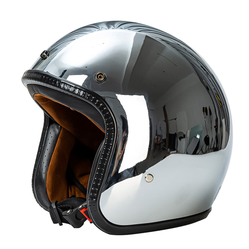 Silver Retro Motorcycle Helmet DOT ECE Certified Ergonomic Design 4