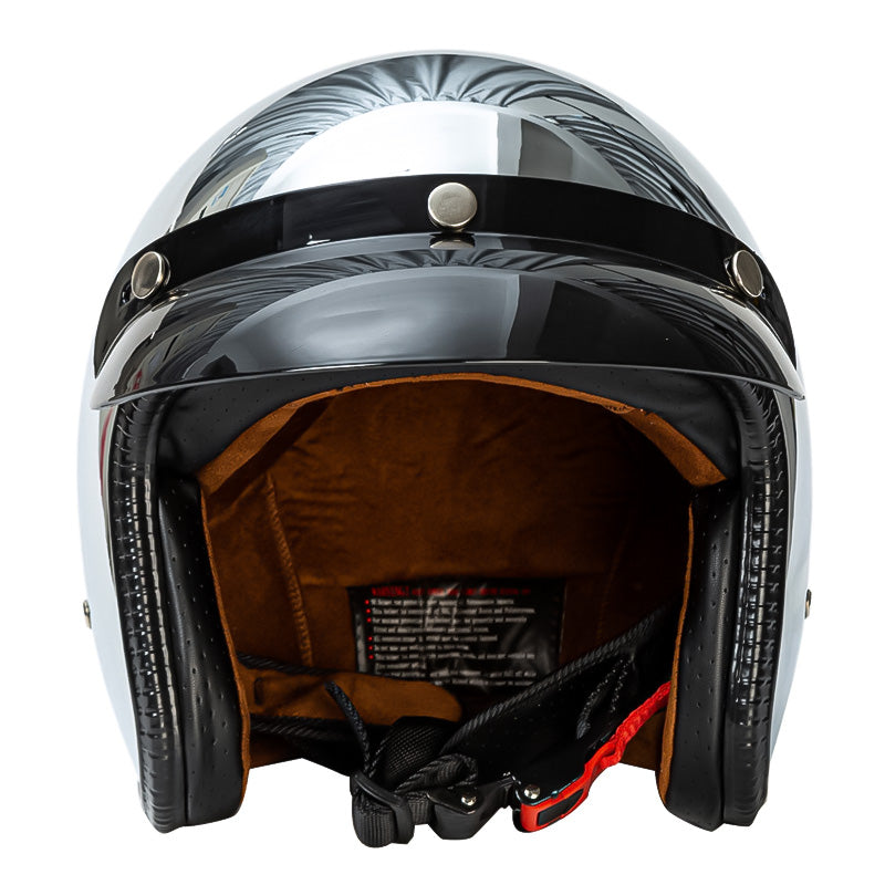 Silver Retro Motorcycle Helmet DOT ECE Certified Ergonomic Design 5