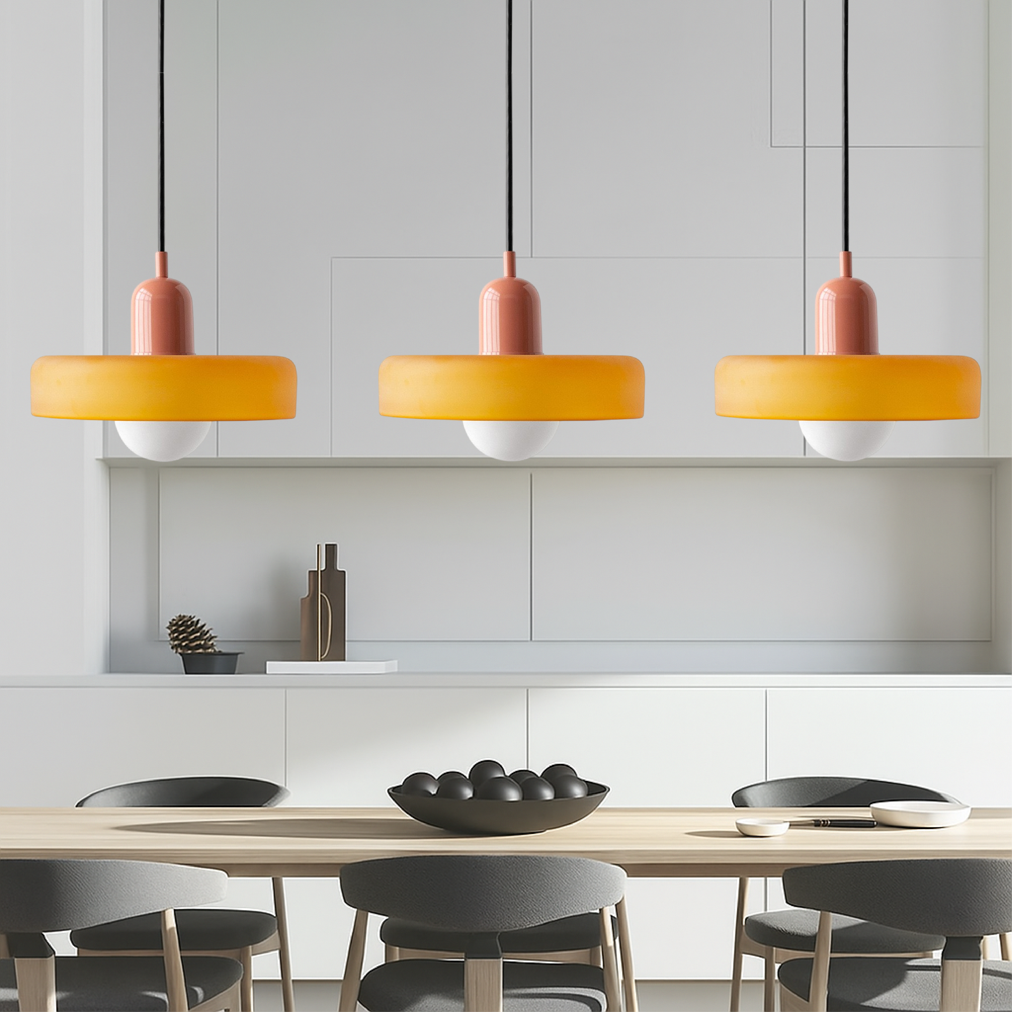 SoftGlow | 3-head Bauhaus Colored Glass Pendant Lamp for Home Living 4