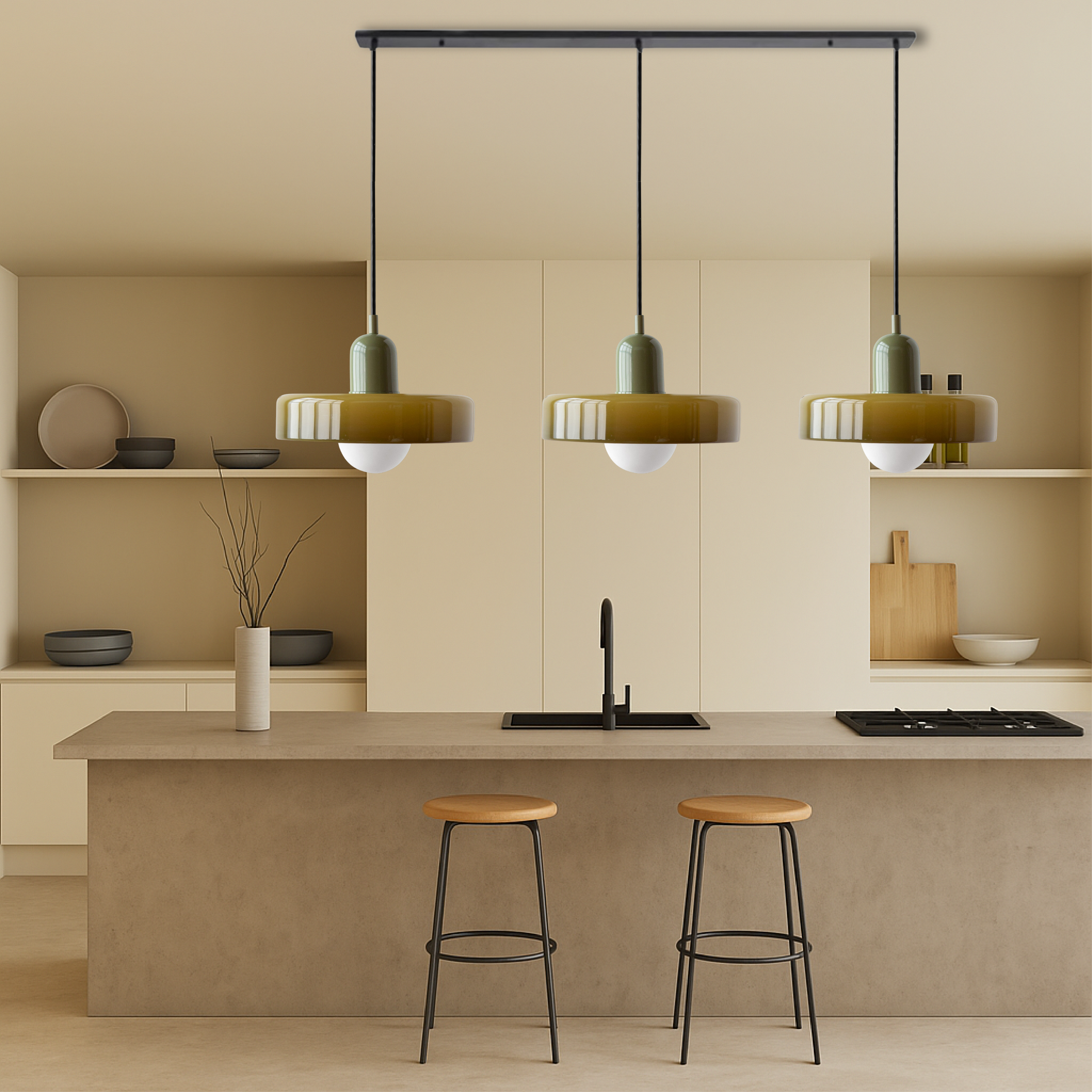 SoftGlow | 3-head Bauhaus Colored Glass Pendant Lamp for Home Living 6