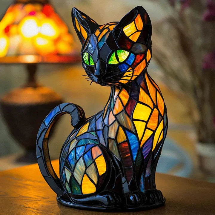 Stained Glass Cat Table Lamp 0